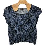 Fenn Wright Manson Womens Leopard Print Short Sleeve T-Shirt Size 2X Blue Black Photo 0