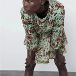 ZARA Structured Blouson Mini Dress Floral Retro Vibes (Size XS) Photo 5