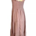 By the River - SMOCKED TIERED MIDI DRESS blush size L Photo 3