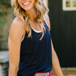 ZYIA ACTIVE | Black Racerback Striped Athletic Gym Workout Tank Top, Size S Photo 0