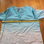 Chico's Chico’s Ombre Tunic Top White Aqua Sz 2 EUC Ruffle Resort Wear Coastal Cruise Photo 6