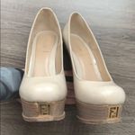Fendi  | Beige Leather Logo Platform Pumps 36.5 Photo 3