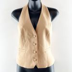 Jason Wu  Halter V Neck Button Up Sleeveless Vest Camel Tan XS Photo 3