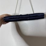 Gunne Sax  Navy Blue Satin Silver Clasp And‎ Handle Evening Bag Photo 3