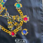 Fil a Fil silky vintage scarf black gold 35” square Photo 1