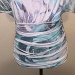 Maurice's floral short sleeve bunched blouse colorful layered Photo 1