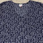 CAbi XL blouse I love you in different languages 100% polyester flowy navy blue Photo 1