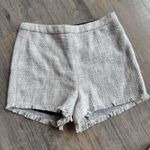 Free People Cream Off-White Tweed Shorts Frayed Hem High Waist Women's Size 6 Photo 0