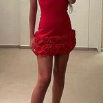 ZARA  Red Floral Hem mini Dress evening date party cocktail wedding Photo 2