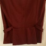 Ann Taylor  Burgundy Peplum Shirt Side Tabs Gold Buttons Back Zipper Stretch Top Photo 3