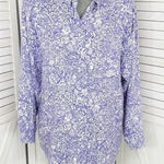 Premiere Vintage Floral Oversized Shirt Button Up Purple White Size 8 Boyfriend Photo 0