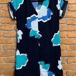 A New Day  Womens XS Navy Floral Print Short Sleeve‎ Shift Dress Button Back NWT Photo 0