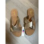 NEW Luffymomo Open Top Flat Sandals Slip on 11 Gold Photo 4