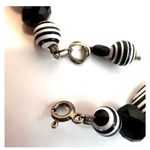 Sterling silver black and white stripe beaded bracelet Black Photo 5