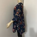 Umgee  Floral Boho Navy Tunic Top Mini Dress Size Small Sheer lace Cutout Photo 4