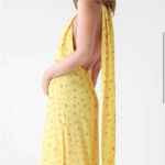 Rumored Sirena Yellow Floral Halter Midi Wrap Dress Windswept Small Photo 8