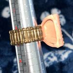 Vintage Ring Peachy Pink Bow Rhinestone Enamel Metal Ribbon Statement Stretch Photo 4