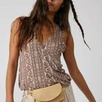 Free People NWT  We The Free Brown Paisley Tank Top Sleeveless Blouse Large Photo 4