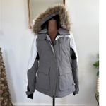 Magellan outdoors Women's Gray White Faux Fur Hooded Winter Parka Jacket medium Photo 1
