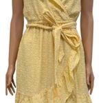 LC Lauren Conrad  small eyelet faux wrap ruffle belted dress D4 2411 Photo 0
