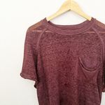 Free People WE THE | Burnout Distressed Oversized Pocket T-Shirt Maroon | Small Photo 1