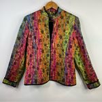 Vintage 80s Elliott Lauren Rainbow Boho Floral Quilted Zip Up Jacket womens 6 M Photo 0