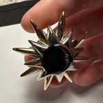 The Moon LC Face Starburst Two Tone & Blue Enamel Brooch Pin Photo 5