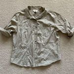 Talbots  Vintage 1990s Button Down Shirt Oxford Half Sleeve Size Large Beige Tan Photo 0