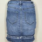Liverpool Blue Denim Distressed Women’s Skirt Fringe Raw Hem Size 4/27 Photo 3