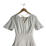 Thakoon White Eyelet Smocked Short Sleeve Cut Out Summer Mini Dress Size 0 Photo 6
