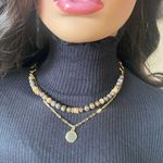 Gypsy River New expresso Jasper stone layering necklace gold paper clip chain necklace adj Photo 4