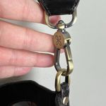 Hobo International Shoulder Bag Black Polished Leather Bucket Brown Piping Trim Photo 7