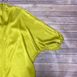 ZARA Green Satin 3/4 Dolman Sleeve Tapered Back Tie V Line High Neck Dress NWT Photo 12