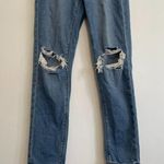American Eagle  AE Comfort Stretch Waistband Mom Jean Medium Wash Ripped Cropped Photo 3