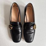 Gucci Malaga Marmont GG Black Leather Loafer Block Heel Square Toe Size EU 37.5 Photo 6