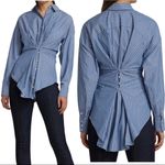 CINQ A SEPT Women's Classic Menswear Shirt Blouse Blue Corset Button Size Small Photo 1