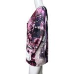 Chico's Shirt Womens Large Purple White Abstract Watercolor Beaded Tunic Casual Photo 2