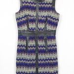 Milly  Tweed Chevron Leather Sheath Dress Purple Sz 8 Photo 8
