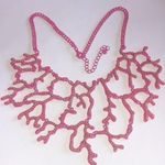Bright Pink CZ Rhinestone Leaf Branch Handmade Unique Boho Statement Necklace Photo 0