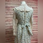 Vintage Floral High Neck Crochet Long Sleeve Prairie Dress Photo 11