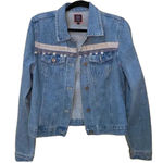 Boom Boom Jeans Denim Boho Embellished Festival Jacket - size medium Photo 1