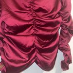 Andrew Marc Marc New York Burgundy Wine Ruched Long Sleeved Blouse Size M Photo 7