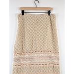 ZARA  Womens Skirt Beige Midi Crochet Straight Tiered Beach Summer Boho Large Photo 8