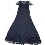 Adrianna Papell  Dress Womens Size 10 Blue Lace Embellished Sleeve Gown Formal Photo 2