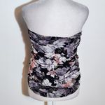 Honey Punch  Black Floral Strapless Top NWT Size Medium Ruched Strapless Blouse Photo 3