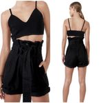 Bardot Paperbag Denim Jean Shorts Size 30 Black 100% Cotton High Rise Waist Photo 1