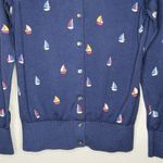 Lands' End  XS Sailboat Cardigan Navy Supima Cotton Nautical Preppy Coastal Core Photo 3