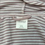 Soma Blush and Cream brushed cozy Striped Lounge Robe Hooded Photo 6