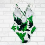 Cupshe  Tropical Banana Leaf One Piece Swimsuit V Neck Criss Cross Women's Medium Photo 10