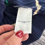 Lands End 100% Cotton Cable Knit Stripe Sweater​ Blue Size L Photo 4